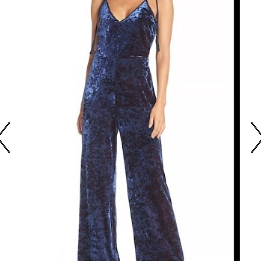 Aerie American Eagle Womens V-Neck Sleeveless Wide Leg Jumpsuit Size Large Blue